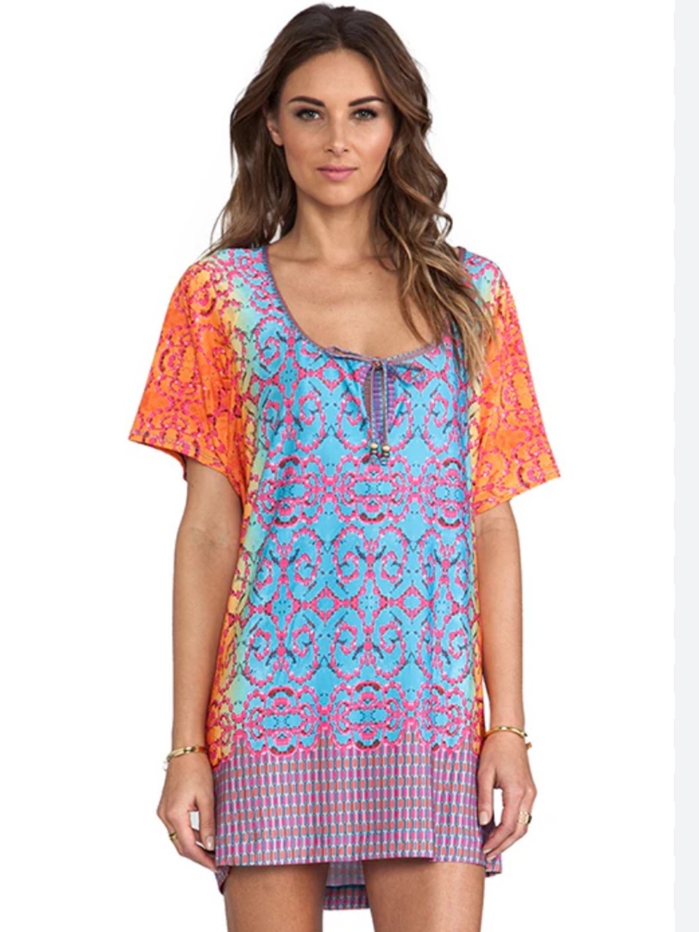 NWT Nanette Lepore Short Sleeve Jersey Tunic in Multi Women’s Sz S